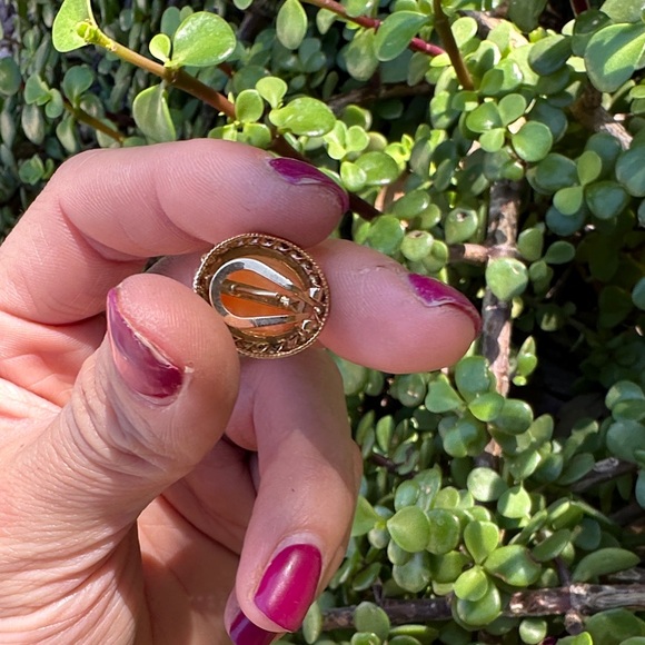 Elegant Gold and Cream Cameo Earrings - Picture 9 of 13